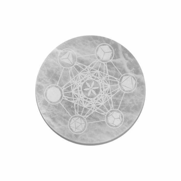Ημιπολυτιμος Λιθος - Δίσκος Σεληνίτη Sacred Geometry 18cm Βότσαλα - Πέτρες (Tumblestones)
